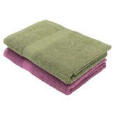 PatPug 100% Indian Ultra Soft Cotton 380 Gsm | Highly Absorbent, Fade Resistant Large Bath Towel (Wine Red & Olive Green)