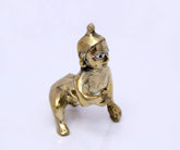 Laddu Gopal Brass Idol, Bal Gopal, Thakur Ji Idol, Gold, Brass, Idol - 2.5 Inch, Heavy Petal Murti, Janmashtami Special For Home Temple, Made Of Pure Brass, Handmade Statue, All Occasion