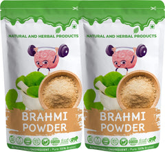 Natural And Herbal Products Brahmi Powder Waterhyssop For Hair Growth, Hair Strong, Eating Skin Care, Drinking, Immunity Booster, Brain Memory, Edible | 100gm 0.2lbs Each Pack Of 2