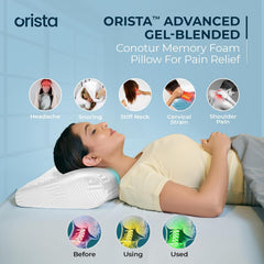 Advance Gel Blended Cervical Memory Foam Pillow, White, King Size - 23 X 14.5 X 4.5 Inch | Neck & Shoulder Support, Pillow For Sleeping | Improves Posture & Spinal Alignment - Set Of 1