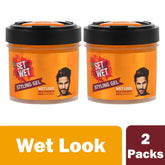 Set Wet Daily Combo Of 2 Hair Styling Gel For Men 250ml Each 8.4 Fl.oz. | Wet Look , Alcohol Free , Pro Vitamin B5 , Light Hold & Shine