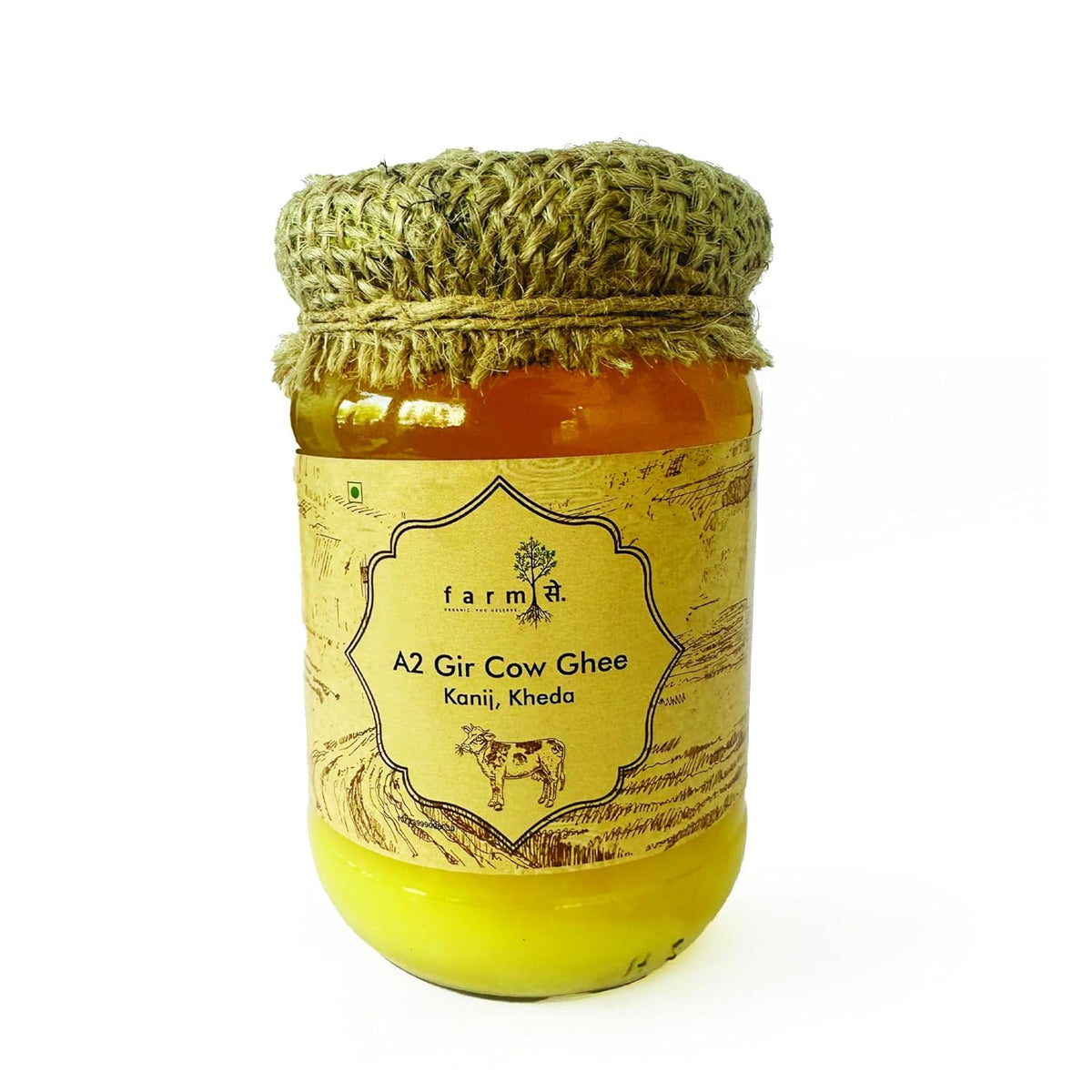 100% Natural A2 Gir Desi Cow (Kanij Kheda) Ghee By Farm ??. | Good Source Of Energy & Protein Fiber Healthy Desi Cow Ghee For Glowing Skin | (250ml) 8.4 Ounce | Jar Pack