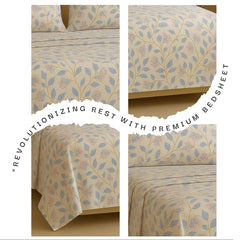 Microfiber Cotton Double Bedsheet King Size With 2 Pillow Covers - 78 X 72 Inches, White & Blue | Ideal For Everyday Comfort & Special Occasions Bedsheet