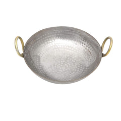Heavy Base Silver Iron Matthar Or Hammered Kadhai, 700ml | Kadai With Handle For Kitchen - Deep Frying Kadai Free Stainless Steel Scrubber