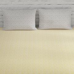 Cotton Bedsheet For King Size With 2 Pillow Covers - 108 X 108 Inches, Yellow & Grey | Soft & Comfortable Feel To Your Skin
