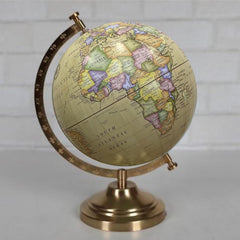 Antique Home Decor World Map Pastel Yellow Globe For Students & Kids, Show Piece | Globe For Geography, Office Table & Home Decor, Diameter - 8 Inch, Pack Of 1