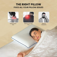 Cooling Gel Memory Foam Pillow, For Pain Relief, White Pillow, Size - Medium | Cervical Pillows For Spondylitis Neck & Shoulder Pain Relief, Bed Sleeping, Orthopedic Support Pillow