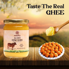 Natural A2 Desi Cow Ghee By Krishviya | Homemade Rich In Taste & Nutrients A2 Bilona Desi Cow Ghee Perfect For Deep Frying | (500ml) 16.9 Ounce | Jar Pack