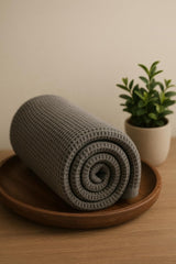 Drape&Luxe Gen-Z Towel Premium Waffle Cotton Bath Towel 600 Gsm | Super Soft & High Absorbency Towel, Quick Drying Large Size Towels (Grey) - Pack Of 1