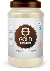 Pure Natural Gold Desi Ghee By Vastu | High I Protein Fiber Healthy Nutrients Desi Cow Ghee Good For Brain Health | (500ml) 16.9 Ounce | | Jar Pack