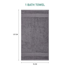 Trident Bath Towel Towel 500 Gsm | 100% Cotton, Highly Absorbent, Super Soft, Soft & Plush (Charcoal) - 1 Piece
