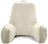 Backrest Pillow For Bed, Reading Pillow With Support Arms, Cream, King Size | Comfortable Back Support For Working, Watching TV In Bed, Premium Velvet Zipper Cover, Machine Washable