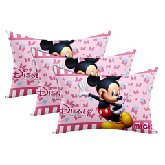 Kid's Disney Mickey & Minnie Pillow For Sleeping, Pink - 12x18 Inches | Cozy & Fluffy Super Soft Pillow | Suitable For All Sleepers, Multipurpose & Comfortable, Breathable - 3 Pcs