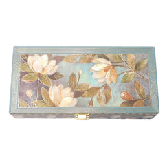 Fancy Shagun Cash Box Or Gaddi Box For Gifting Money On Wedding, New Born Baby, Ring Ceremony Pattern1pc, Material - Wood, Colour - Green Flower