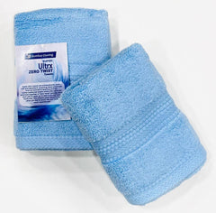 Bombay Dyeing Ultrx Zero Twist Plain Cotton Hand Towel 400 Gsm (Sky Blue) - 2 Piece