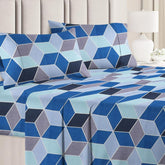 Double Bedsheets With 2 Pillow Covers Soft - Size-86 X 90 Inches, Grey & Blue | Bedsheet Long Lasting & Soft To Touch - Soft & Comfortable Bed Sheets