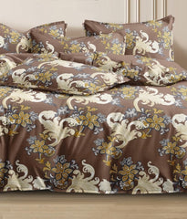 Double Bedsheet For King Size With 2 Pillow Cover + Comforter (72 X 78 Inches, Brown) | Super Soft Glace Cotton Elastic Fitted All Around | Soft To Touch & Light Weight