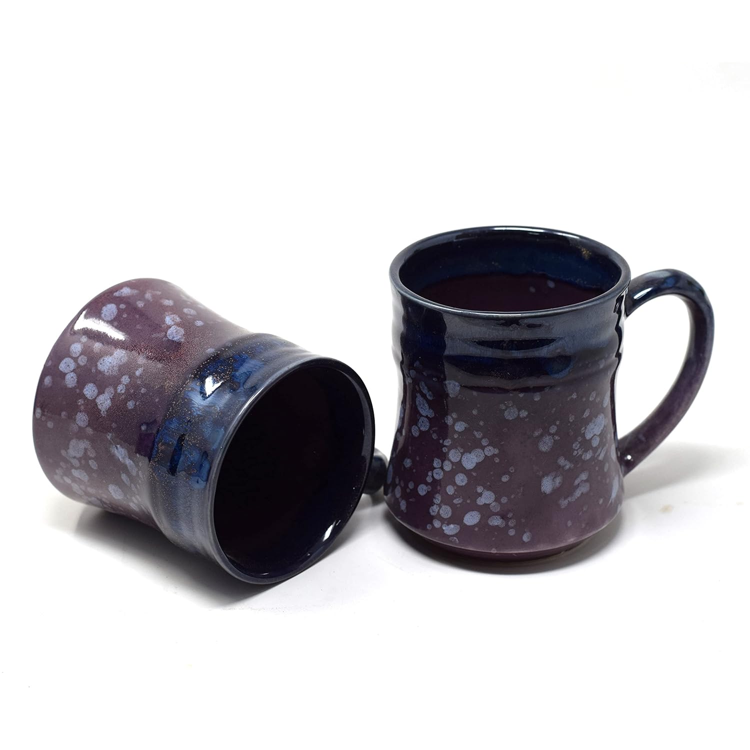 Handcrafted Mauve & Blue Ceramic Coffee Mug Set Of 2 - 300ml Each | Ceramic Mugs For Coffee, Tea, Milk - Microwave Safe & Dishwasher Safe Handcrafted Mauve & Blue Ceramic Coffee Mug Set Of 2 - 300ml Each | Ceramic Mugs For Coffee, Tea, Milk - Microwave Safe & Dishwasher Safe