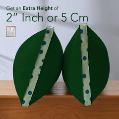 Soft Microfiber High Loft Pillow, Neck Support, Sleep Well In 43 X 69 Cm | Printed Gusset Of Extra 5 Cm Height For Soft Comfortable Sleep, Green Dots | Bed Pillow, Supportive - Set Of 2