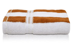 Kuber Industries Lining Design Soft Cotton Bath Towel 1200 Gsm - Brown & White (Pack Of 3)