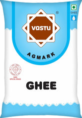 Premium Natural Agmark Desi Ghee By Vastu Ghee | High In Protein Fiber Healthy Desi Pure Ghee Good For Weight Loss | (1 Litr) 33.8 Ounce | Pouch Pack
