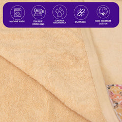 Rangoli Prima Dream 100% Cotton Lace Bath Towel 450 Gsm | Ultra Soft, Super Absorbent & Eco-Friendly Hanging Bath Towels (Beige) - Pack Of 1
