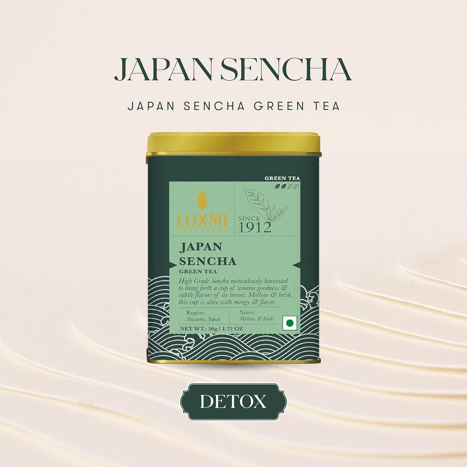 Luxmi Estates Japan Sencha Green Tea - 50gm, 1.7 Ounce | USDA Certified Organic Tea - Medium Caffeine Green Tea | Mild, Rich & Refreshing Premium Tea - Gluten Free, Additives Free Luxmi Estates Japan Sencha Green Tea - 50gm, 1.7 Ounce | USDA Certified Organic Tea - Medium Caffeine Green Tea | Mild, Rich & Refreshing Premium Tea - Gluten Free, Additives Free