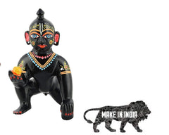 Laddu Gopal Idol, Baby Krishna Bal Gopal Ji Murti, Brass, Black, Size - 3 Inch, Antique Look, Occasion, Handmade, Thakur Ji Statue, For Your Home, Workplace, Office, Desk, Gifts Etc.