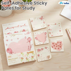 Morning & Rose Sticky Notes –200 Sheets Kawaii Memo Pads | Notes For Study, Writing, Planning