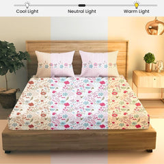 Super King Pure Cotton Bedsheet With 2 Pillow Covers | 108 × 108 Inches, Multicolor | Soft Breathable Floral Design Bedding | Comfortable Sleep All Year