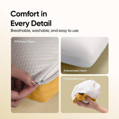 Sleep Plus Memory Foam Pillow, Ergonomic Support For Back & Side Sleepers | White, Durable, Hypoallergenic & Breathable Cool Pillow | For Everyday Use & Neck, Shoulder Pain, Washable Cover