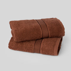 Kopa Quick Dry 100% Cotton Soft Terry Hand Towel 380 Gsm | Quick Dry 100% Cotton Super Absorbent, Lightweight (D'Ross) Hand Towel (Brown)- Pack Of 2
