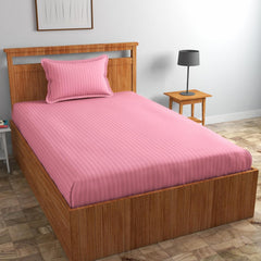 Glace Cotton Single Bedsheet With 1 Pillow Cover (89 X 57 Inches, Baby Pink) | Long Lasting Durability & Comfort For Your Living Space