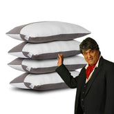 Hollow Sleeping Fiber Pillow With Zip, Adjustable Sleeping Bed Pillow -Standard Size | White & Grey, Soft & Fluffy Pillow, Neck Support, Breathable, Cool & Comfortable - Set Of 4