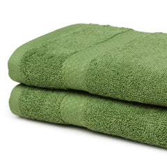 Spaces 100% Cotton Hand Towel 400 Gsm | High Absorbency Easy Care Soft Feel (Green) - 2 Pcs