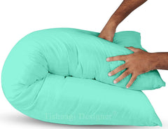 Soft Microfiber Hug Pillow For Sleeping, Full Body Pillow, Aqua Green - 18 X 54 Inch | For Pregnant Women, Long Pillow For Bed, Pregnancy Pillow, Large Pillow With Cover, Multipurpose Use
