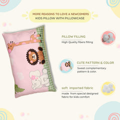 Baby Pillow With Super Soft Imported Fabric, 1 Month To 5 Year Kids Pillows - 12 X 18 Inches | Animal & Cartoon Prints, Kid Pillow For Sleep, Bed Set, Head Shaping, Neck Support Pillow
