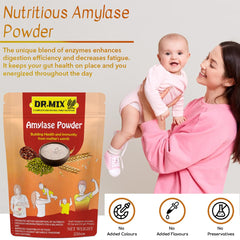 Dr. Mix Nutritious Amylase Powder, Contains Enzymes & Probiotics, Improves Digestion, Increase Absorption Of Nutrients, Decreases Thickness Of Food | 250gm 0.5lbs