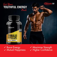 Naturals Fit Testosterone Booster For Men Tribulus Terrestris Extract 1000mg, Supplement 20% Saponins For Bodybuilding | 60 Capsules 100gm 0.2lbs