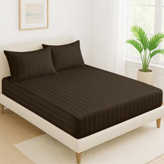 100% Cotton 1 Double Bedsheet For King Size With 2 Pillow Covers | 78 X 72 Inches, Dark Brown - 130 Thread Count Soft & Comfortable | Ideal For Guest Room, Hotel