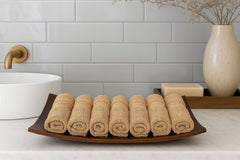 Caslino Small Cotton Face Towels 600 Gsm | Soft & Absorbent Towel For Women & Men - Dark Beige (Pack Of 6)