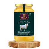 Premium A2 Desi Cow Ghee By Viveda | Hand-Churned, Traditional Bilona Method Pure Desi Cow Ghee Good For Dishes | (500ml) 16.9 Ounce | Jar Pack