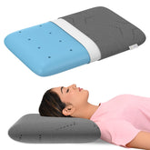 Cool Gel Memory Foam Pillow, Orthopedic Pillows, Standard Size - 4 Inches | Pillows For Neck Pain Relief, High With Grey Color Pillow Cover - Adjustable, Removable Cover - Pack Of 1