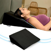 Wedge Pillow Memory Foam For Back Support, Black, Wedge Medium Size - 20 X 20 X 7 Inch | Wedge Cushion Pillow, Acid Reflux, Snoring, Gerd, Leg Elevation, Pregnancy, Washable Cover
