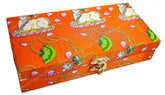 Decorative & Attractive Box Cash Box, Shagun Box, Jewellery Box, Money Box Envelop Wedding, Gift Box, Bangel Box With Cow Lotus Embroidery Design, Colour - Orange