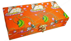 Decorative & Attractive Box Cash Box, Shagun Box, Jewellery Box, Money Box Envelop Wedding, Gift Box, Bangel Box With Cow Lotus Embroidery Design, Colour - Orange