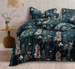 Printed Double Bedsheet For Super King Size With 2 Matching Pillow Covers - 108 X 108 Inches, Dark Green | 300 Thread Count Skin Friendly & Luxuriously Smooth To Touch Bedsheet