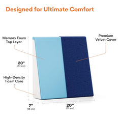 Wedge Pillow Memory Foam For Back Support, Navy Blue, Medium Size - 7 Inch | Wedge Cushion, Acid Reflux, Snoring, Gerd, Leg Elevation, Pregnancy | Removable Velvet Cover, Multipurpose Pillow