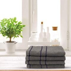 Sassoon Melrose 100% Cotton Hand Towel 800 Gsm | Highly Absorbent, Soft Material Perfect For Daily Use (Grey) -4 Piece