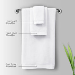 Spread Spain Resort Luxurious Cotton Towels 720 Gsm | Bath, Hand & Washcloth Towels Sets Of 3 Super Softness & Absorbent (White)
